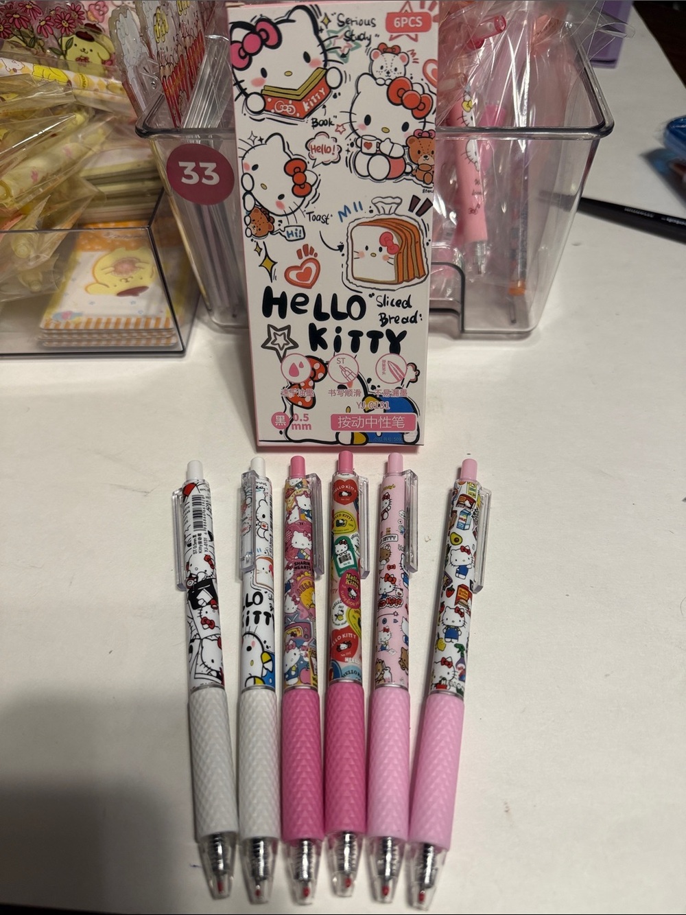 hello kitty six pack boxed 0.5 mm gel pen set black